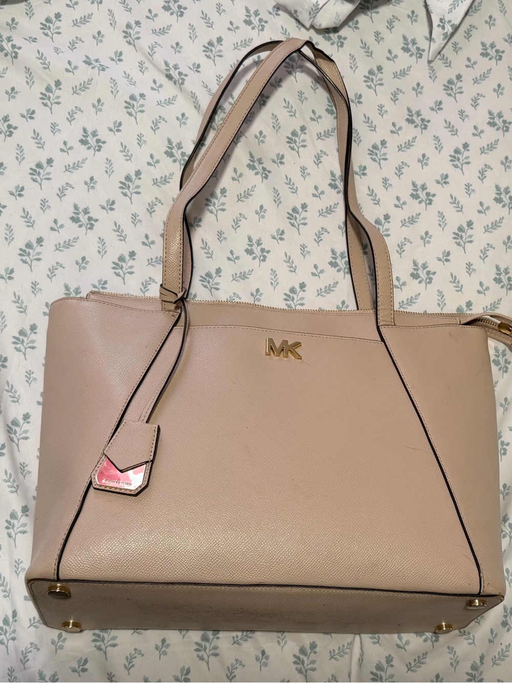 Michael Kors Pink Saffiano Leather Tote with Gold Hardware